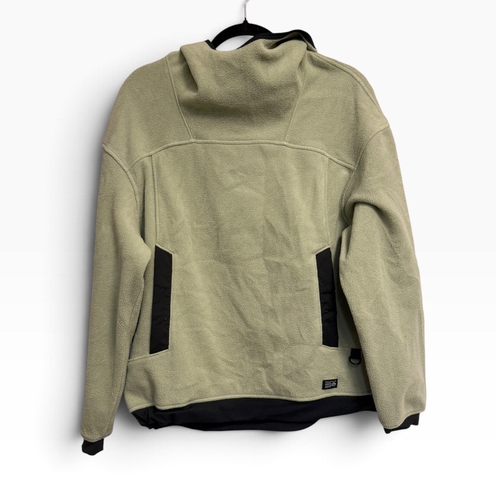 Mountain Hardwear Fleece Hoodie Sage Green Black Trim Outdoor Pullover 2077671